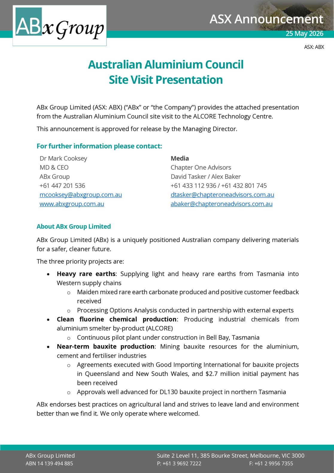 Australian Aluminium Council Site Visit Presentation